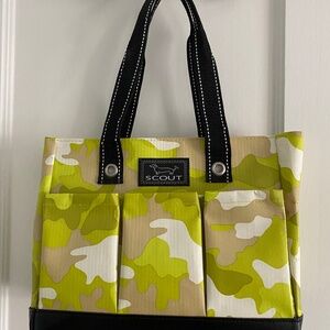 Scout Lime Green Camo Multi Pocket Small Tote Bag